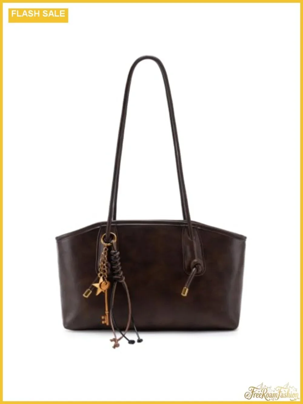 Vintage Style Faux Leather Hobo Handbag with Cute Pendant